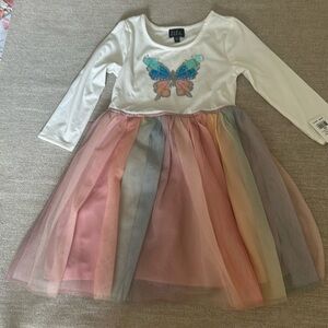 Lilt little girls butterfly sequined dress with tulle skirt Size 6X. NWT.